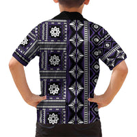 Fiji Masi Tapa Pattern Purple Family Matching Short Sleeve Bodycon Dress and Hawaiian Shirt - Polynesian Pride