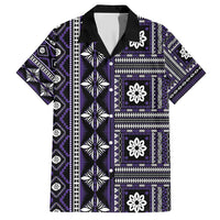 Fiji Masi Tapa Pattern Purple Family Matching Short Sleeve Bodycon Dress and Hawaiian Shirt - Polynesian Pride