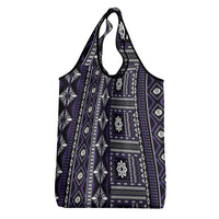 Fiji Masi Tapa Pattern Purple Grocery Bag - Polynesian Pride