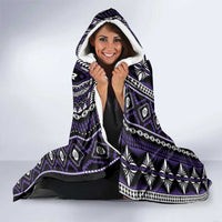 Fiji Masi Tapa Pattern Purple Hooded Blanket - Polynesian Pride