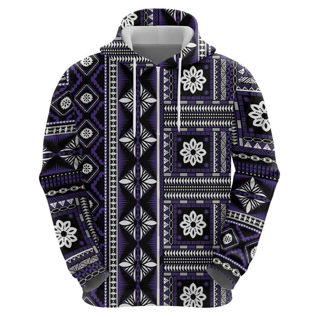 Fiji Masi Tapa Pattern Purple Hoodie - Polynesian Pride