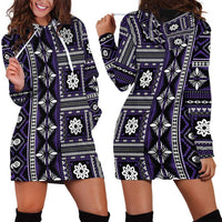 Fiji Masi Tapa Pattern Purple Hoodie Dress - Polynesian Pride