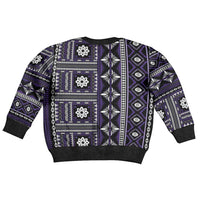 Fiji Masi Tapa Pattern Purple Kid Ugly Christmas Sweater - Polynesian Pride