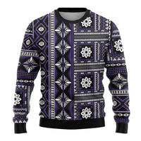 Fiji Masi Tapa Pattern Purple Ugly Christmas Sweater - Polynesian Pride