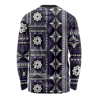 Fiji Masi Tapa Pattern Purple Long Sleeve Shirt - Polynesian Pride