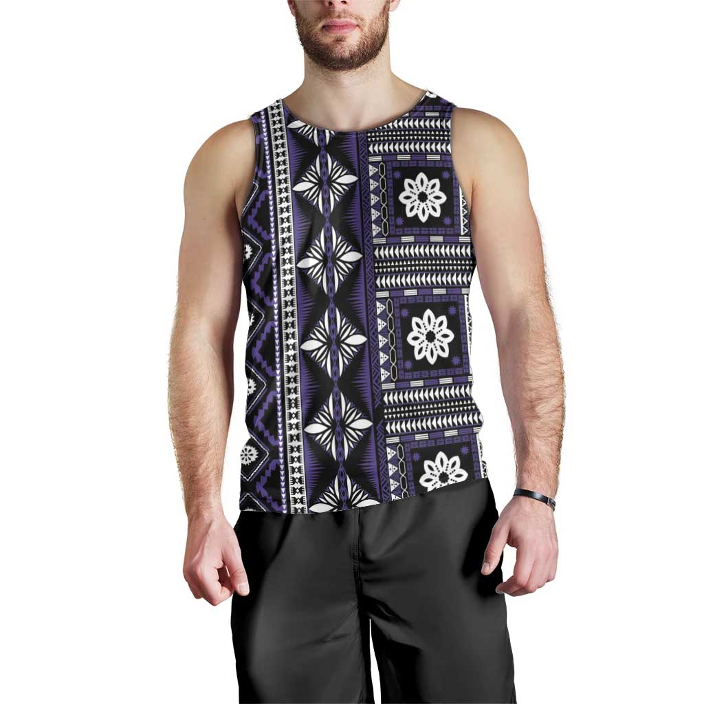 Fiji Masi Tapa Pattern Purple Men Tank Top - Polynesian Pride