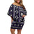 Fiji Masi Tapa Pattern Purple Off Shoulder Short Dress - Polynesian Pride