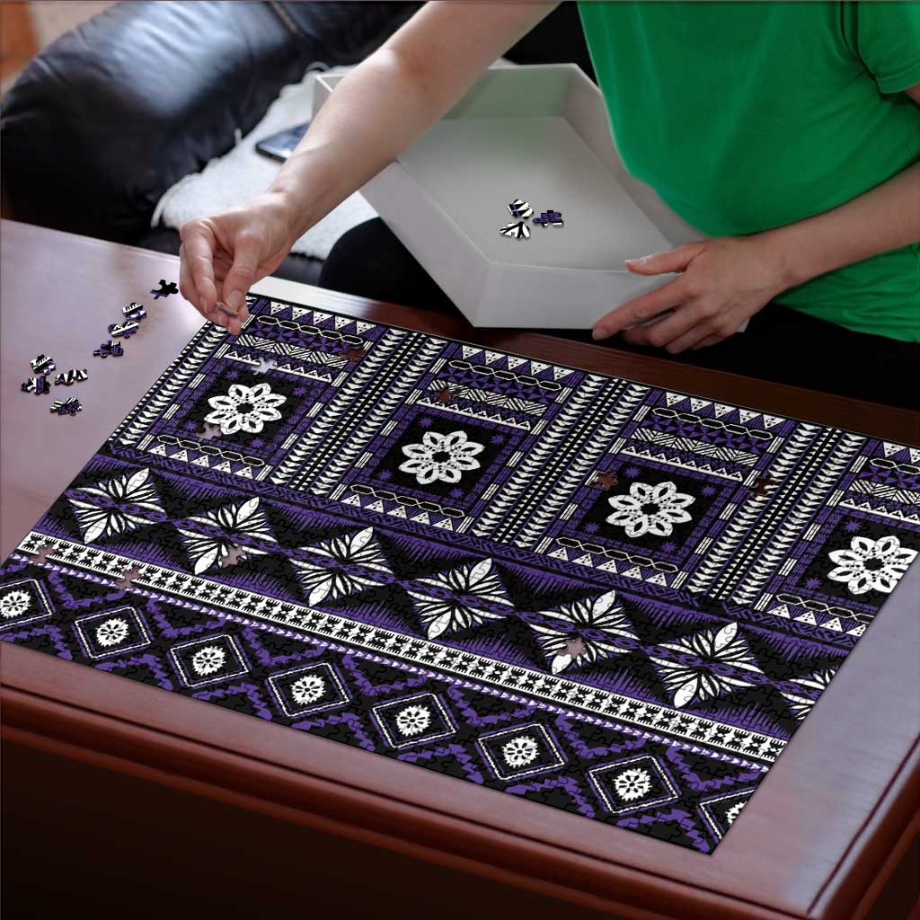 Fiji Masi Tapa Pattern Purple Puzzle - Polynesian Pride