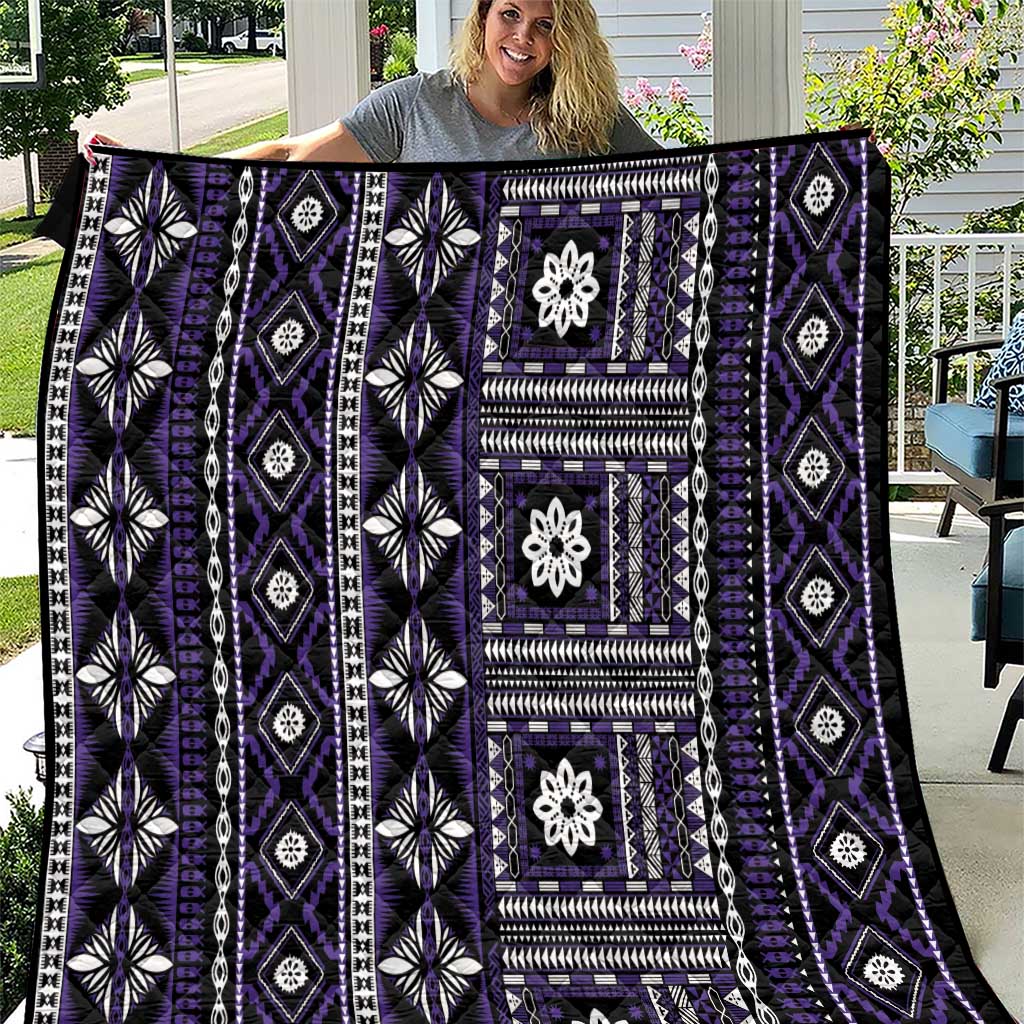 Fiji Masi Tapa Pattern Purple Quilt - Polynesian Pride