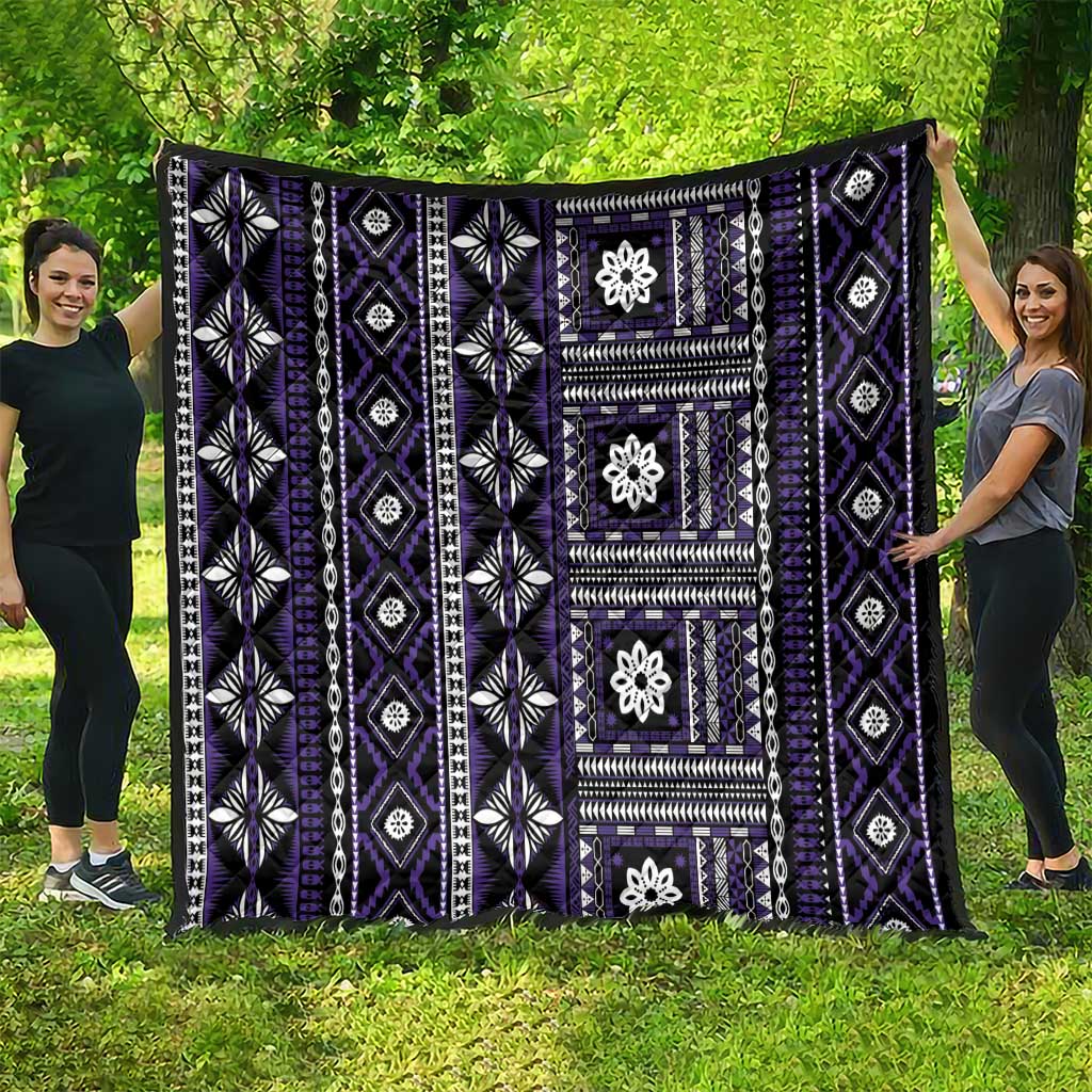 Fiji Masi Tapa Pattern Purple Quilt - Polynesian Pride