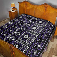 Fiji Masi Tapa Pattern Purple Quilt - Polynesian Pride