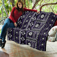 Fiji Masi Tapa Pattern Purple Quilt - Polynesian Pride