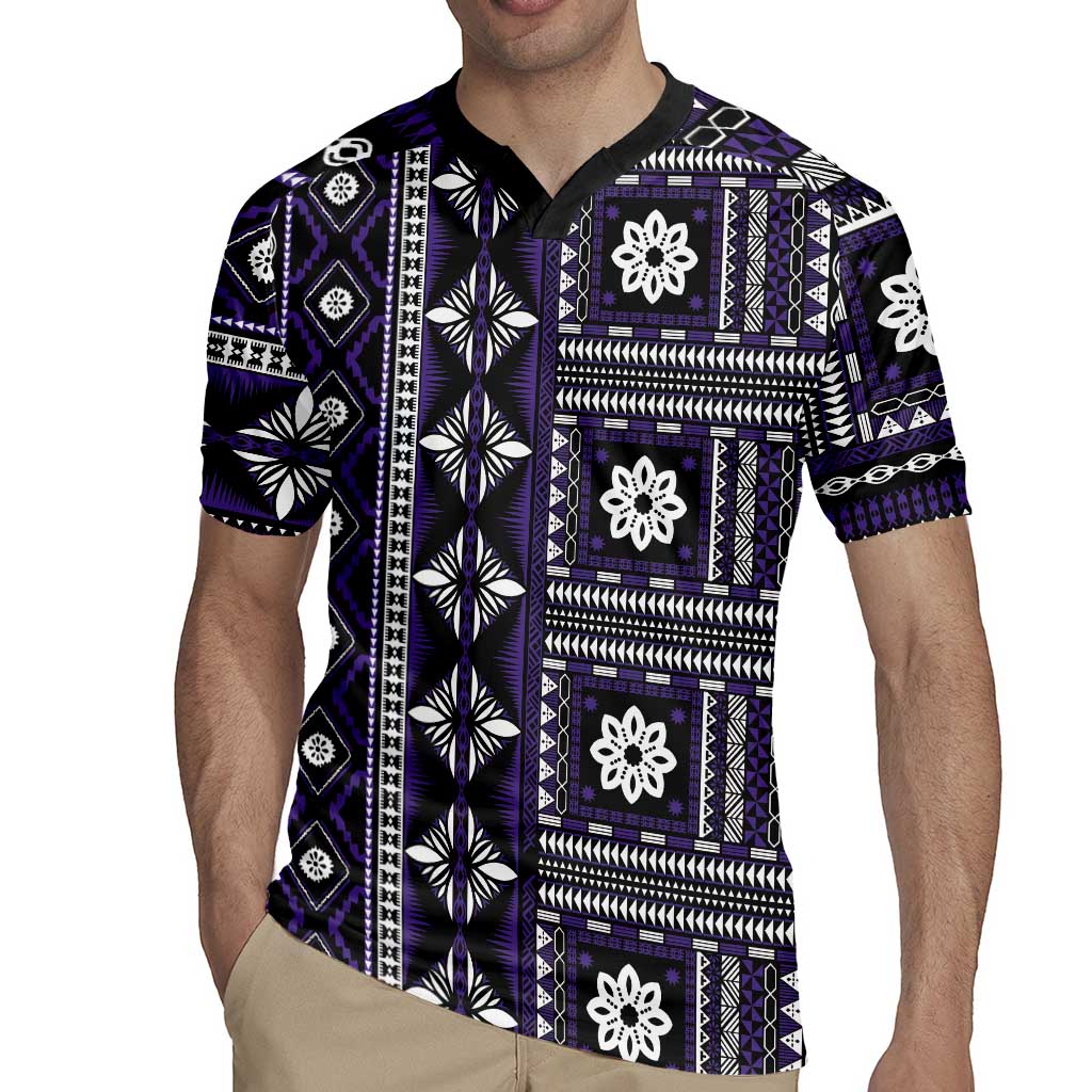 Fiji Masi Tapa Pattern Purple Rugby Jersey - Polynesian Pride
