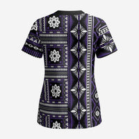 Fiji Masi Tapa Pattern Purple Scrub Top - Polynesian Pride