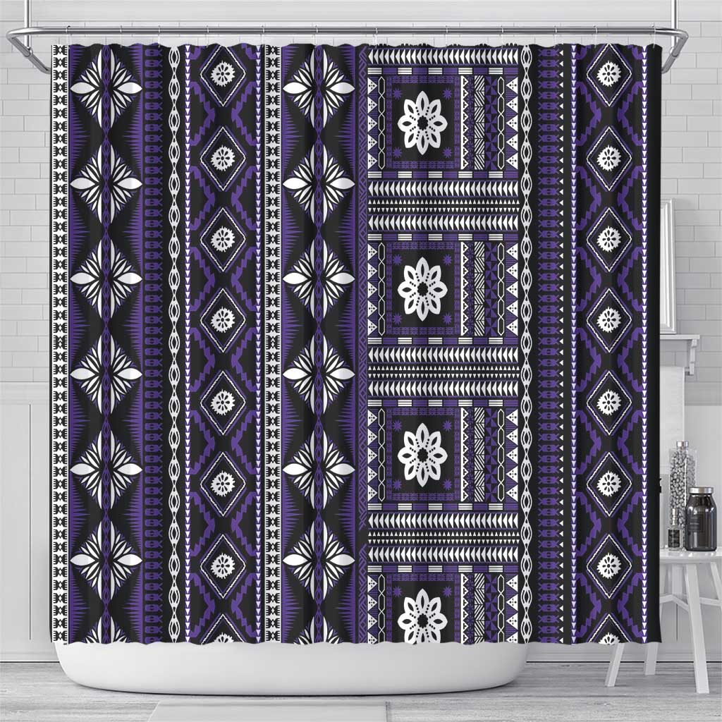Fiji Masi Tapa Pattern Purple Shower Curtain - Polynesian Pride