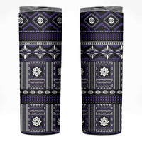 Fiji Masi Tapa Pattern Purple Skinny Tumbler - Polynesian Pride