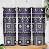 Fiji Masi Tapa Pattern Purple Skinny Tumbler - Polynesian Pride