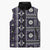 Fiji Masi Tapa Pattern Purple Sleeveless Puffer Jacket - Polynesian Pride