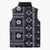 Fiji Masi Tapa Pattern Purple Sleeveless Puffer Jacket - Polynesian Pride