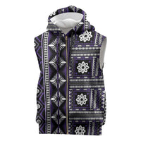 Fiji Masi Tapa Pattern Purple Sleeveless Zip Hoodie - Polynesian Pride