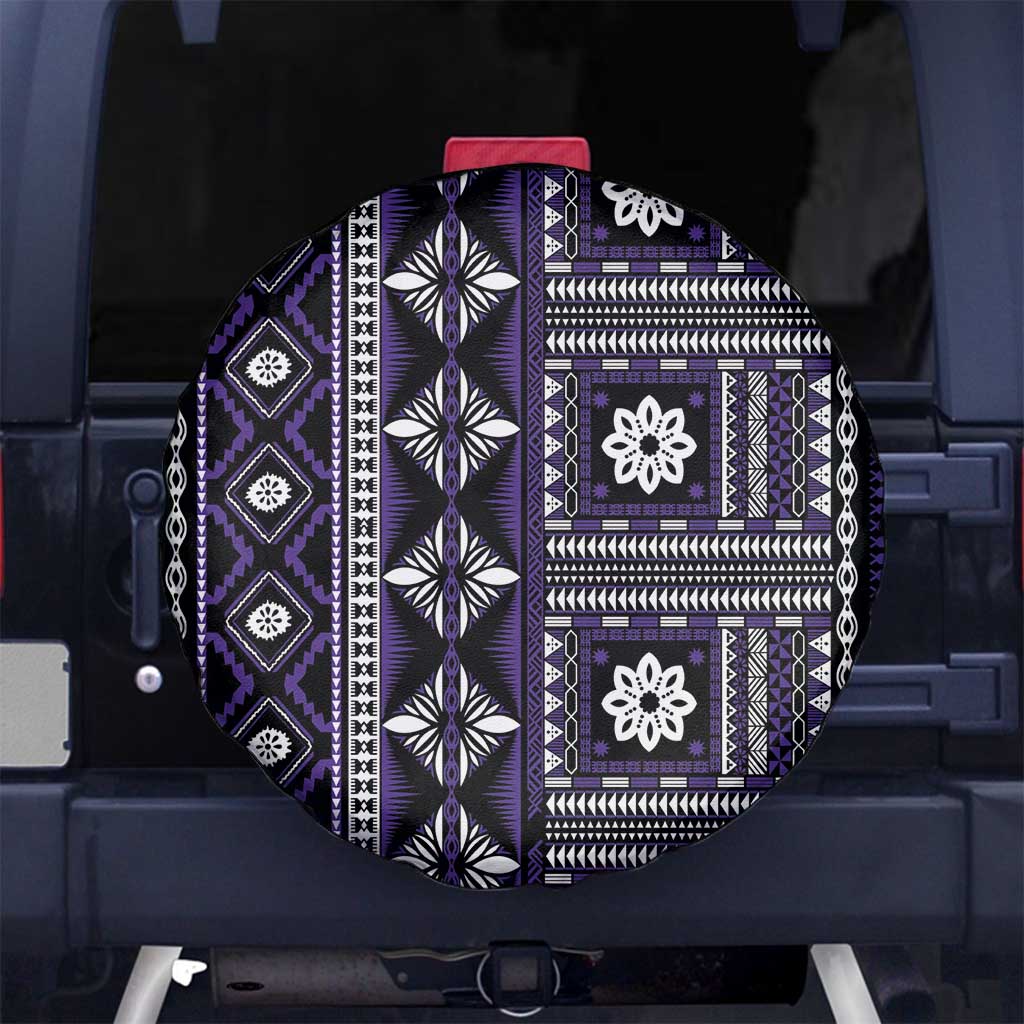 Fiji Masi Tapa Pattern Purple Spare Tire Cover - Polynesian Pride