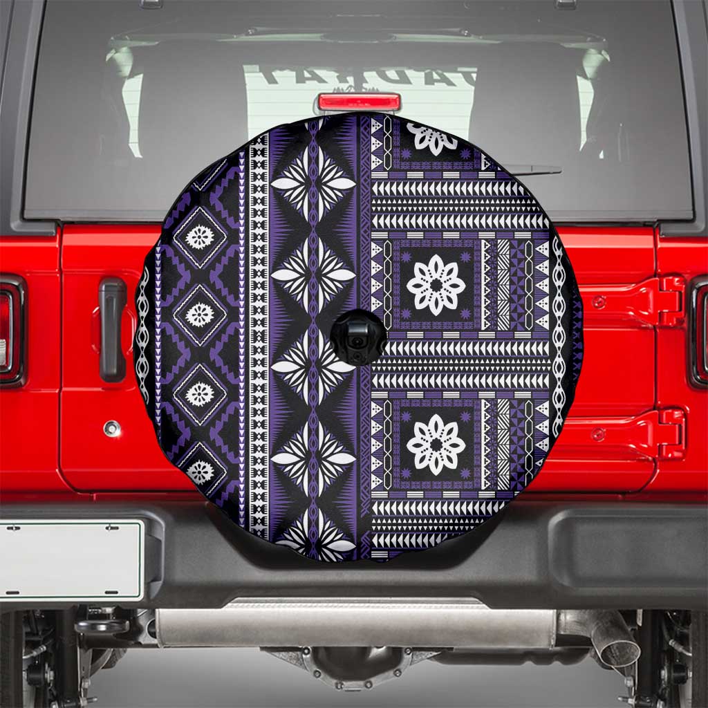Fiji Masi Tapa Pattern Purple Spare Tire Cover - Polynesian Pride
