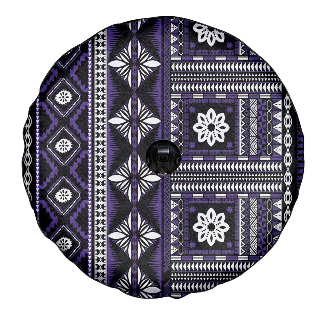 Fiji Masi Tapa Pattern Purple Spare Tire Cover - Polynesian Pride