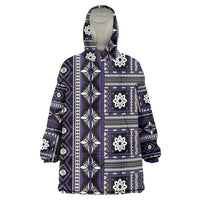 Fiji Masi Tapa Pattern Purple Wearable Blanket Hoodie - Polynesian Pride