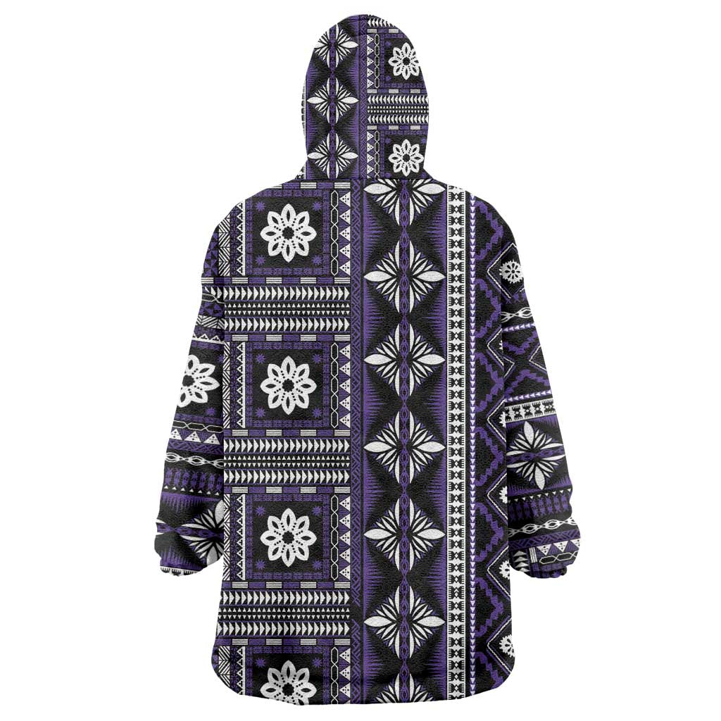 Fiji Masi Tapa Pattern Purple Wearable Blanket Hoodie - Polynesian Pride