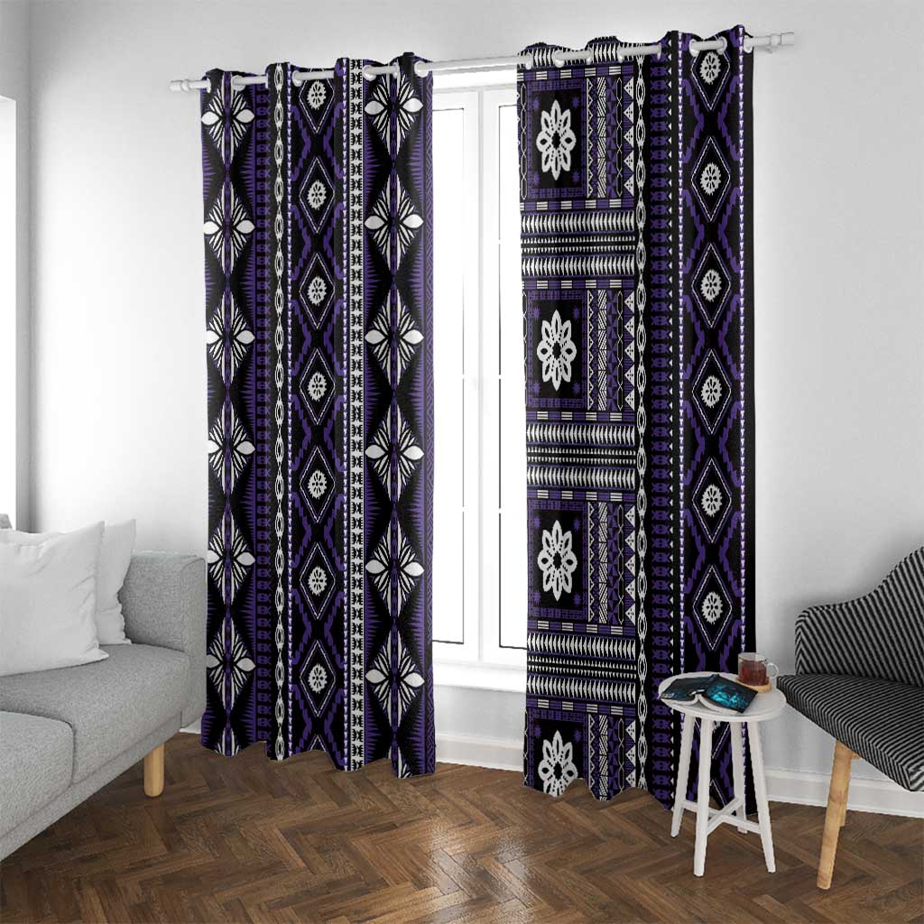Fiji Masi Tapa Pattern Purple Window Curtain - Polynesian Pride