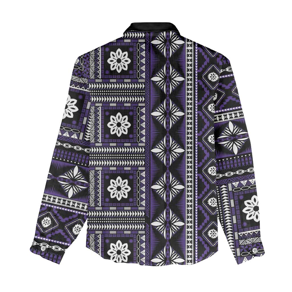 Fiji Masi Tapa Pattern Purple Women Casual Shirt - Polynesian Pride