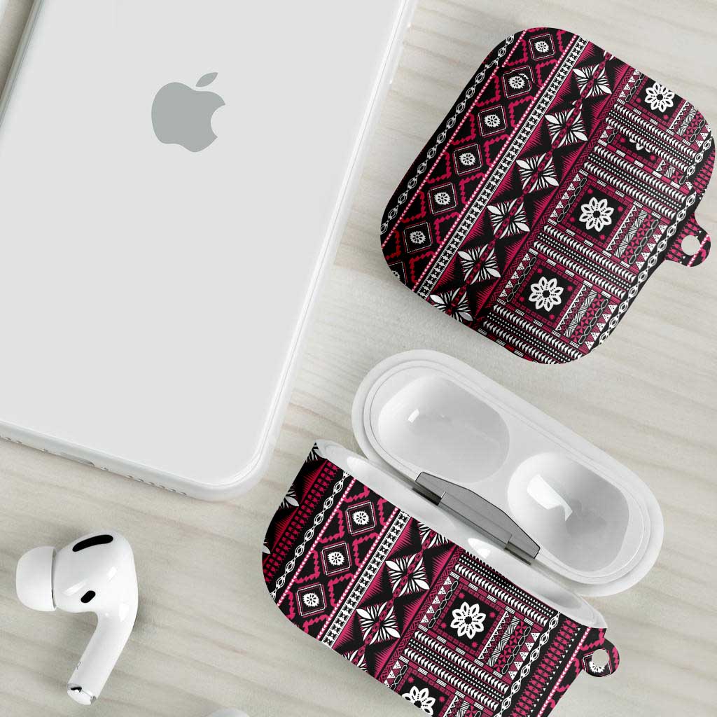 Fiji Masi Tapa Pattern Pink AirPods Case - Polynesian Pride