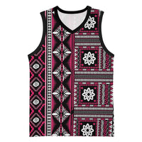 Fiji Masi Tapa Pattern Pink Basketball Jersey - Polynesian Pride