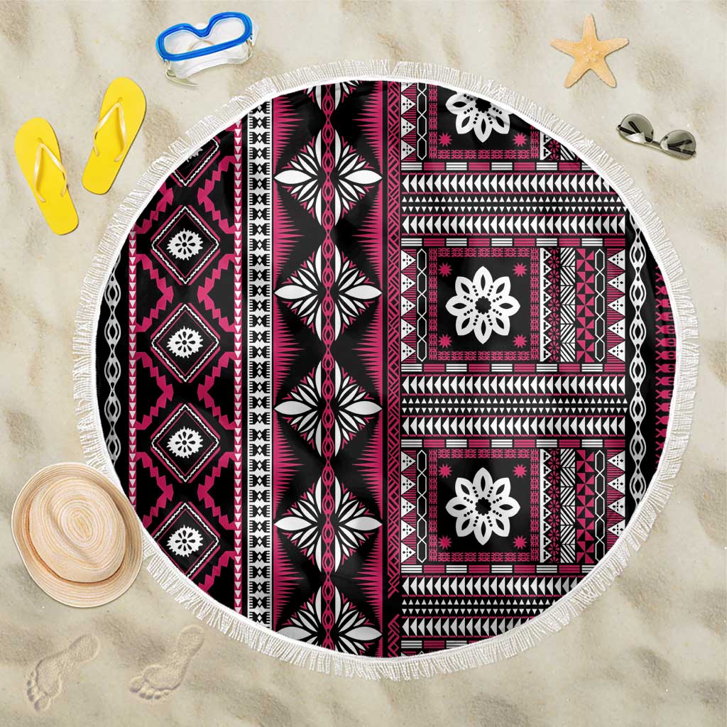 Fiji Masi Tapa Pattern Pink Beach Blanket - Polynesian Pride
