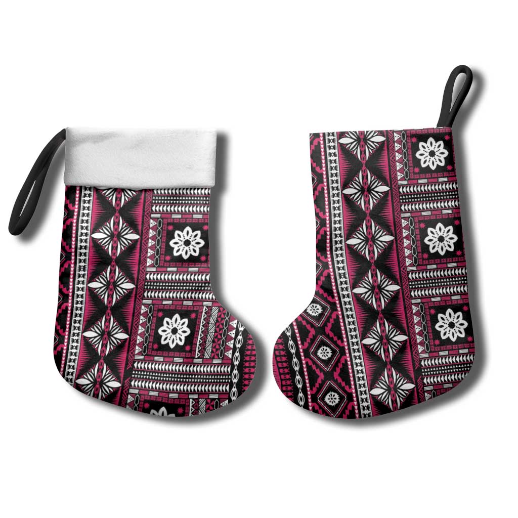 Fiji Masi Tapa Pattern Pink Christmas Stocking - Polynesian Pride