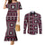 Fiji Masi Tapa Pattern Pink Couples Matching Mermaid Dress and Long Sleeve Button Shirt - Polynesian Pride