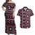 Fiji Masi Tapa Pattern Pink Couples Matching Off Shoulder Maxi Dress and Hawaiian Shirt - Polynesian Pride