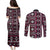 Fiji Masi Tapa Pattern Pink Couples Matching Puletasi and Long Sleeve Button Shirt - Polynesian Pride