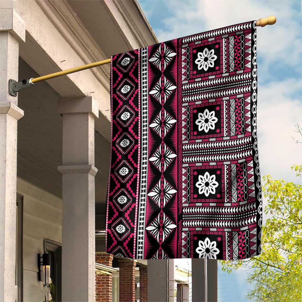 Fiji Masi Tapa Pattern Pink Garden Flag - Polynesian Pride