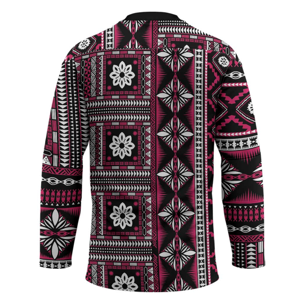 Fiji Masi Tapa Pattern Pink Hockey Jersey - Polynesian Pride