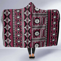 Fiji Masi Tapa Pattern Pink Hooded Blanket - Polynesian Pride