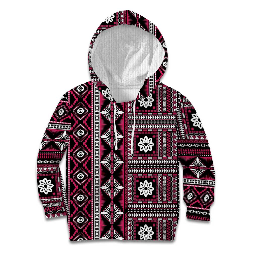 Fiji Masi Tapa Pattern Pink Kid Hoodie - Polynesian Pride