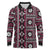 Fiji Masi Tapa Pattern Pink Long Sleeve Polo Shirt - Polynesian Pride