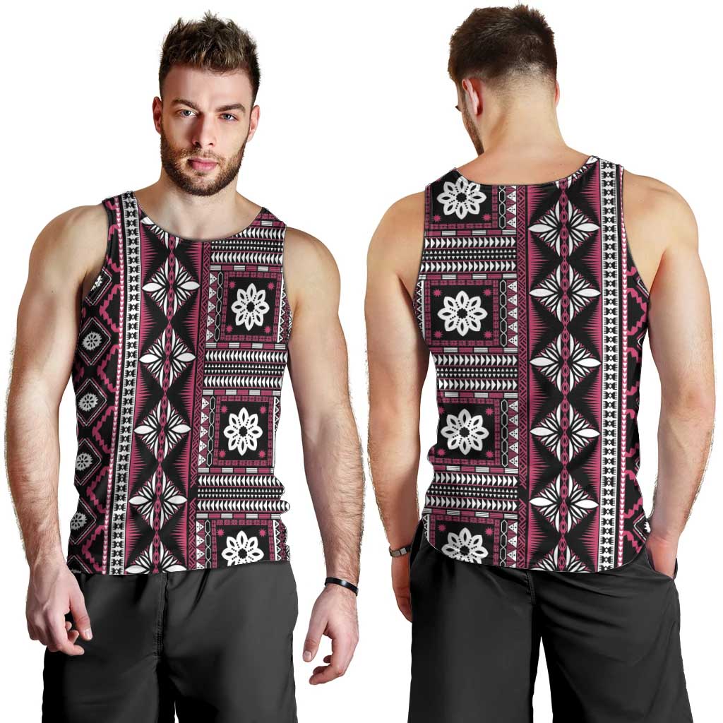 Fiji Masi Tapa Pattern Pink Men Tank Top - Polynesian Pride