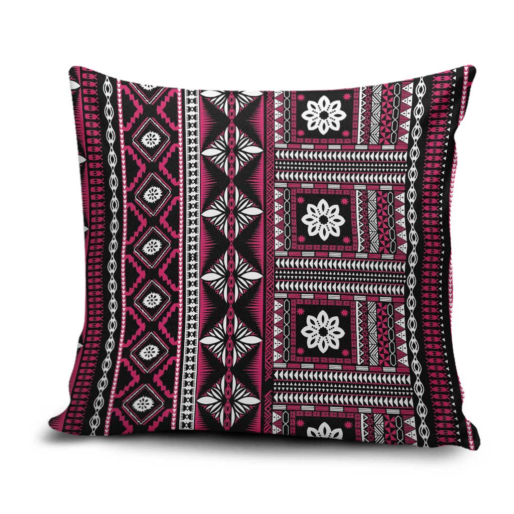 Fiji Masi Tapa Pattern Pink Pillow Cover - Polynesian Pride