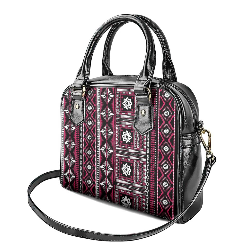 Fiji Masi Tapa Pattern Pink Shoulder Handbag - Polynesian Pride