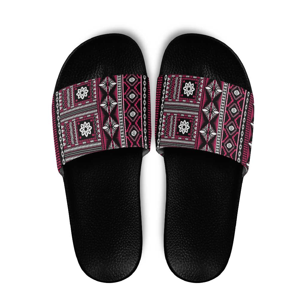Fiji Masi Tapa Pattern Pink Slide Sandals - Polynesian Pride