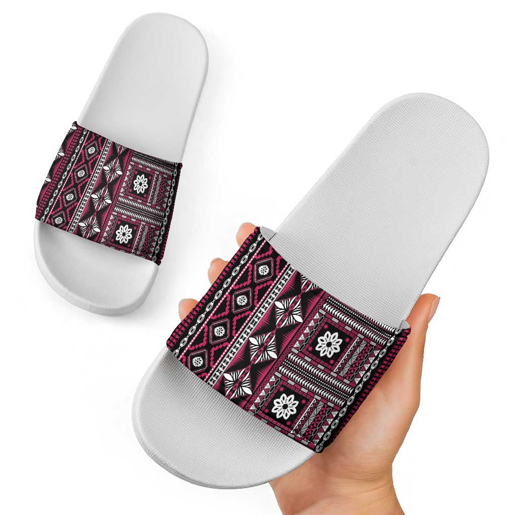 Fiji Masi Tapa Pattern Pink Slide Sandals - Polynesian Pride