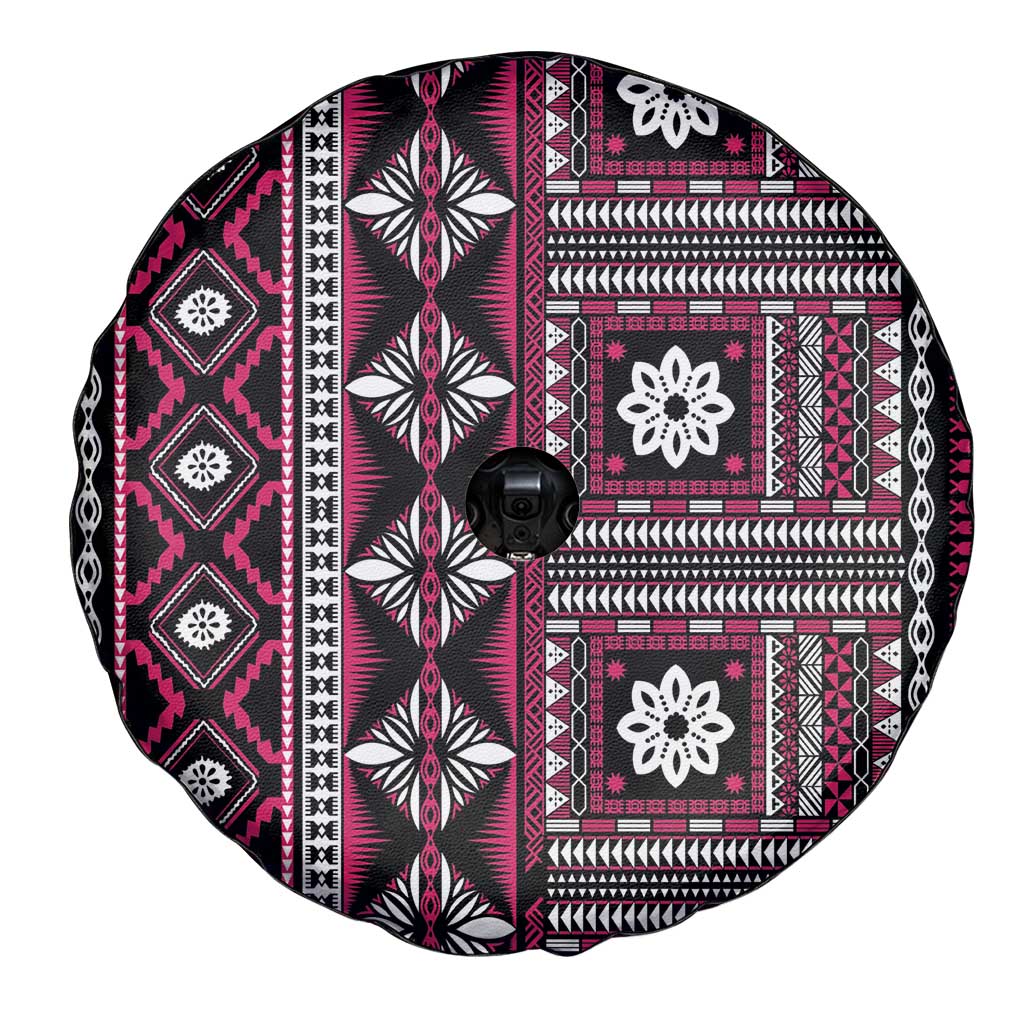 Fiji Masi Tapa Pattern Pink Spare Tire Cover - Polynesian Pride