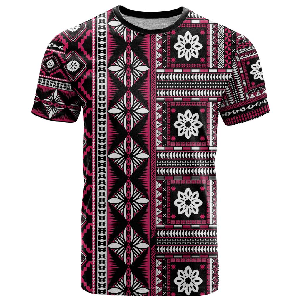 Fiji Masi Tapa Pattern Pink T Shirt - Polynesian Pride